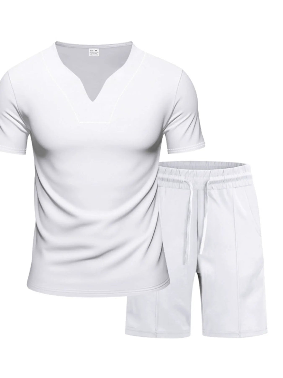 Men's Full Size V-Neck Short Sleeve T-Shirt and Shorts Set Plus Size by Trendsi