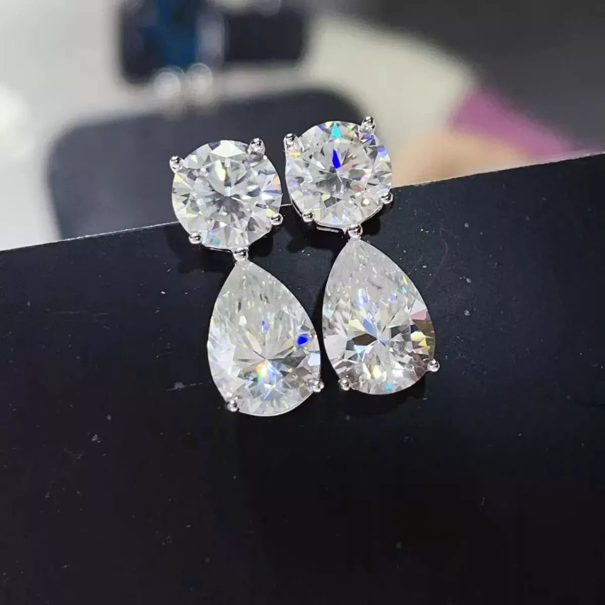 16 Carat Moissanite 925 Sterling Silver Earrings by Partner Label