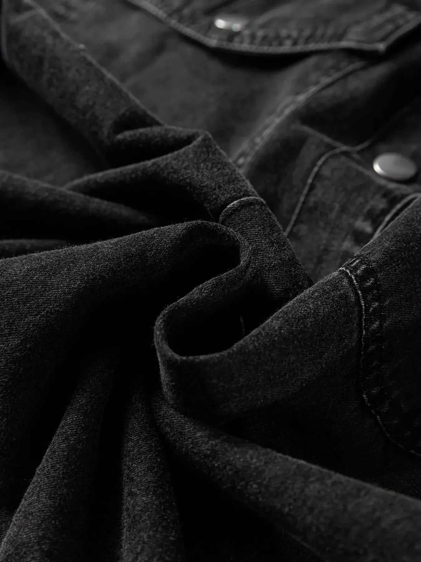 Chest Pocket Raw Hem Denim Loose Shirt Dress by Partner Label