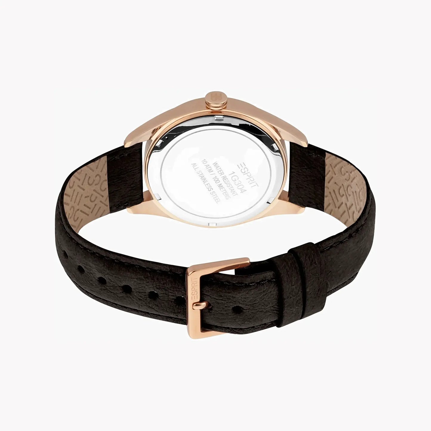 Esprit Men's Brown Leather Watch, Silver Dial | Es1g292m0035 by ESPRIT