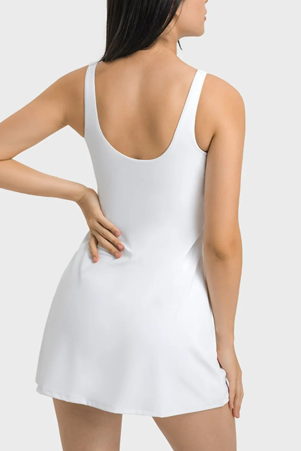 Millennia Square Neck Sports Tank Dress with Full Coverage Bottoms by Millennia