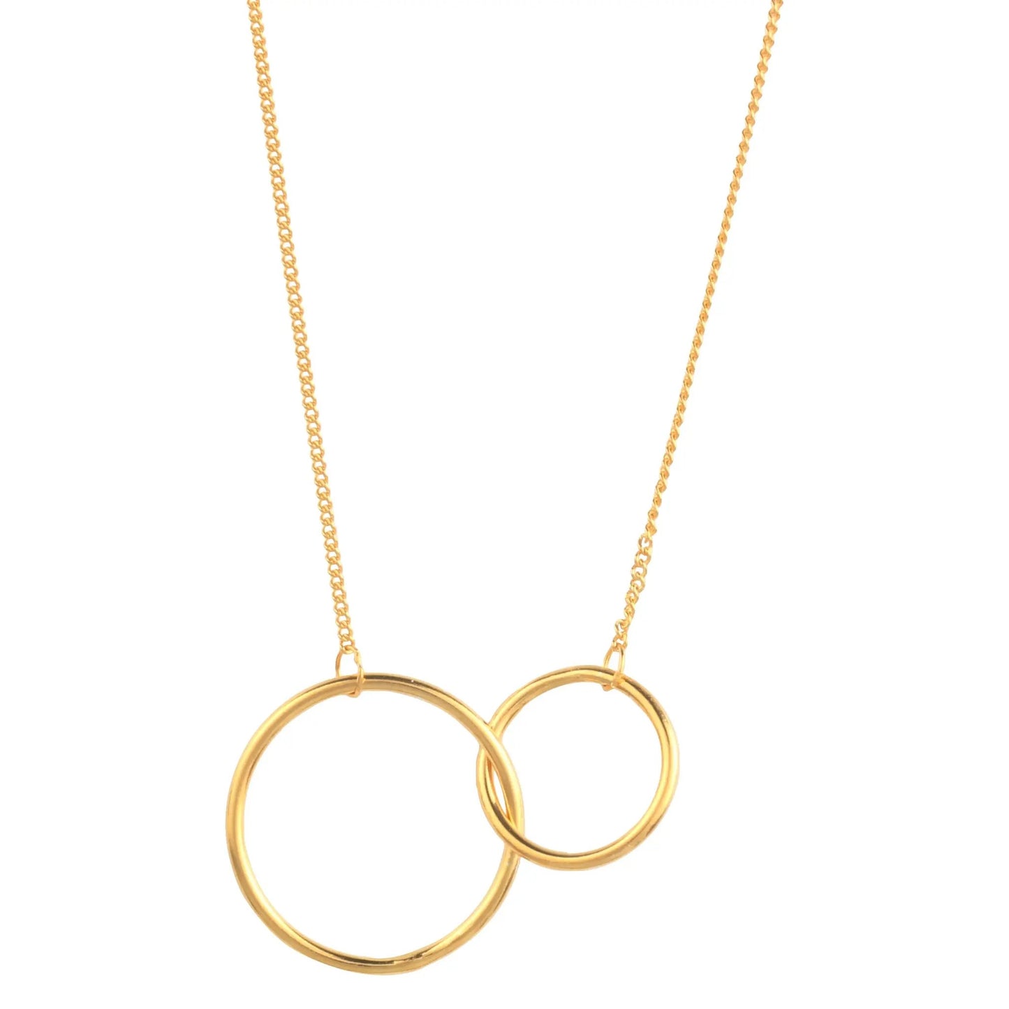 14K Gold Plated Two Circle Interlocking Pendant Necklace by Nichestar
