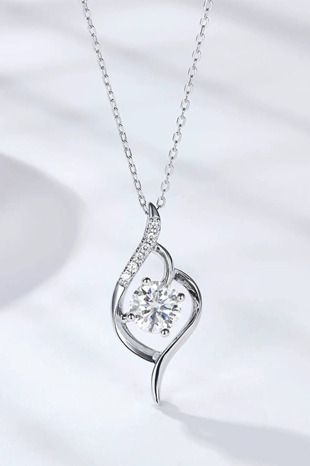 Platinum-Plated 1 Carat Moissanite Pendant Necklace by Partner Label