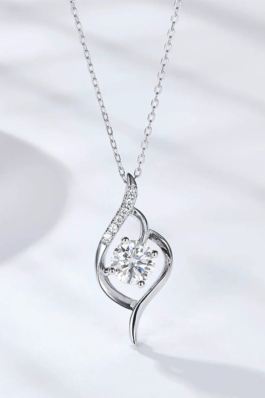 Platinum-Plated 1 Carat Moissanite Pendant Necklace by Partner Label