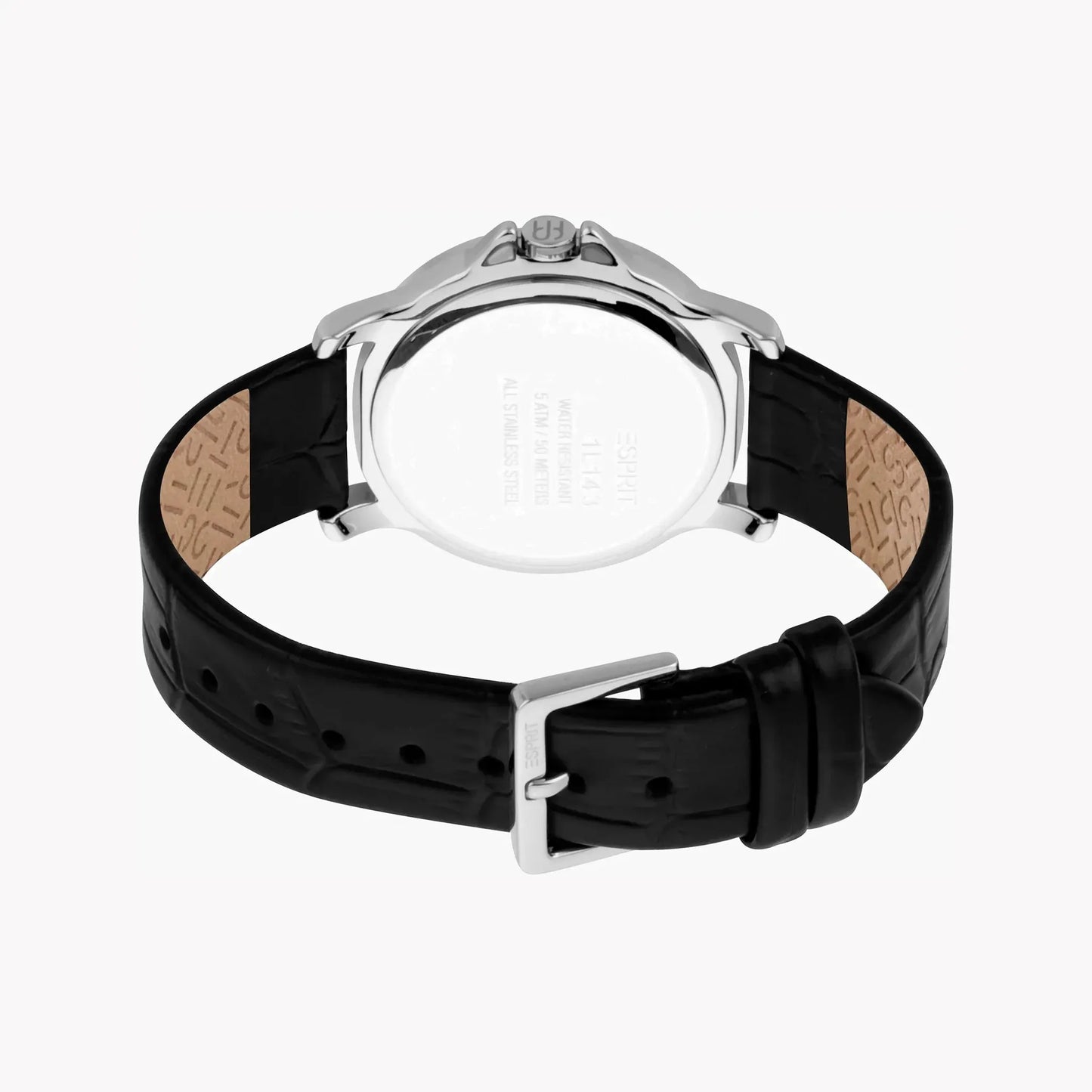 Esprit Women's Black Leather Watch, Burgundy Dial | Es1l235m0095 by ESPRIT