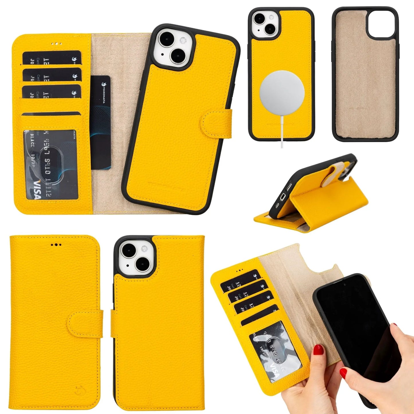 Casper Leather iPhone 15 Wallet Case | Detachable MagSafe Compatible RFID Protection by TORONATA