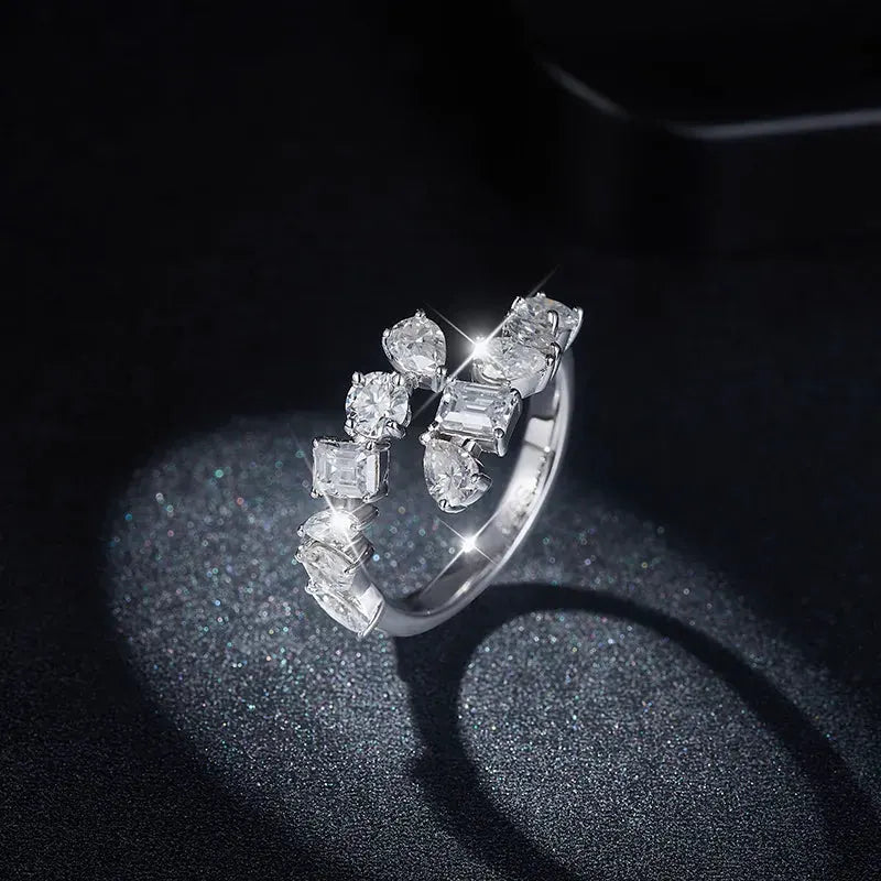 2.6 Carat Moissanite 925 Sterling Silver Bypass Ring by Partner Label