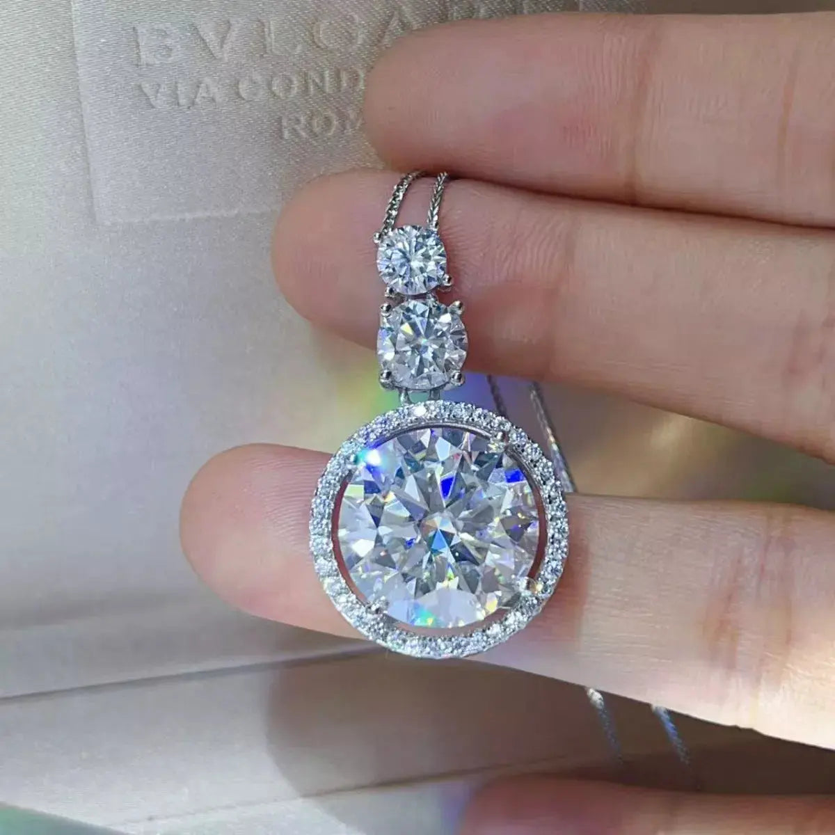11.5 Carat Moissanite 925 Sterling Silver Pendant Necklace by Partner Labels