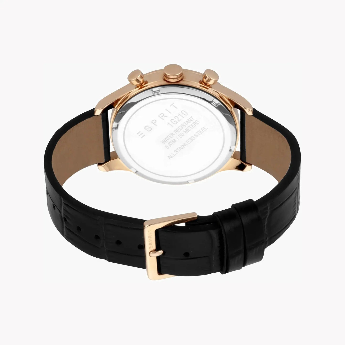 Esprit Men's Black Leather Watch, Black Dial | Es1g084m0025 by ESPRIT
