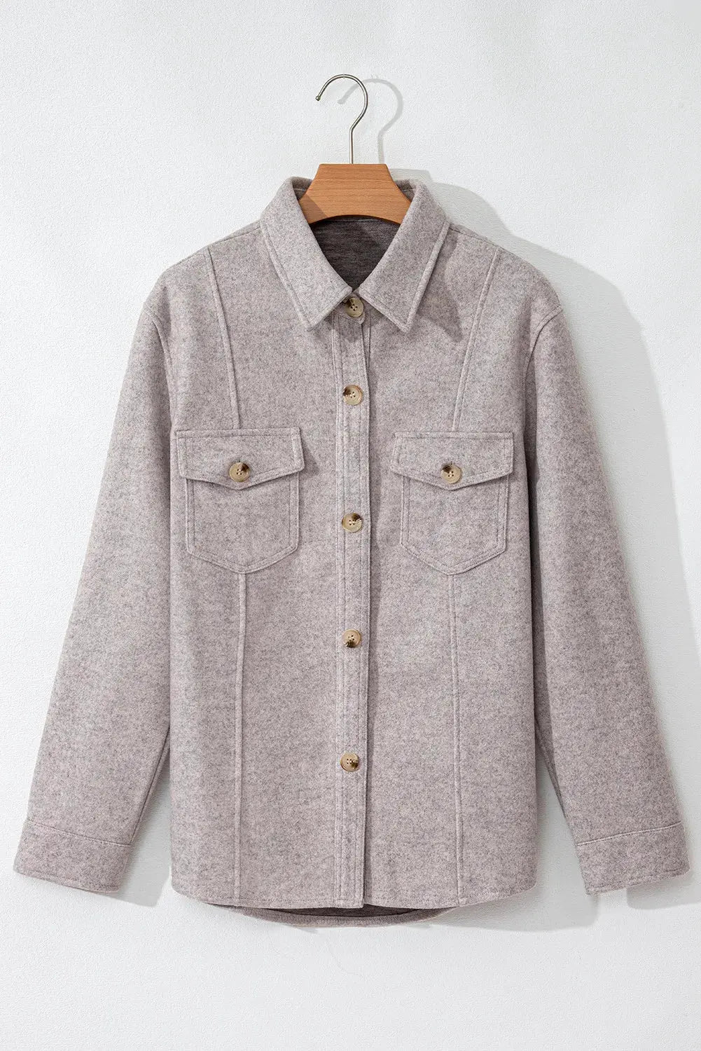 Button Up Collared Neck Long Sleeve Jacket by Partner Label