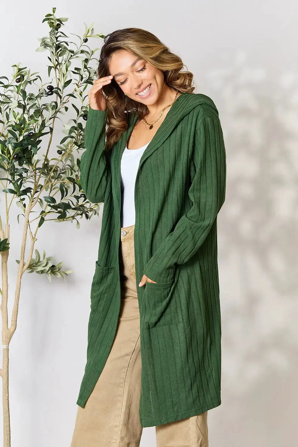 Basic Bae Full Size Hooded Sweater Cardigan by Basic Bae