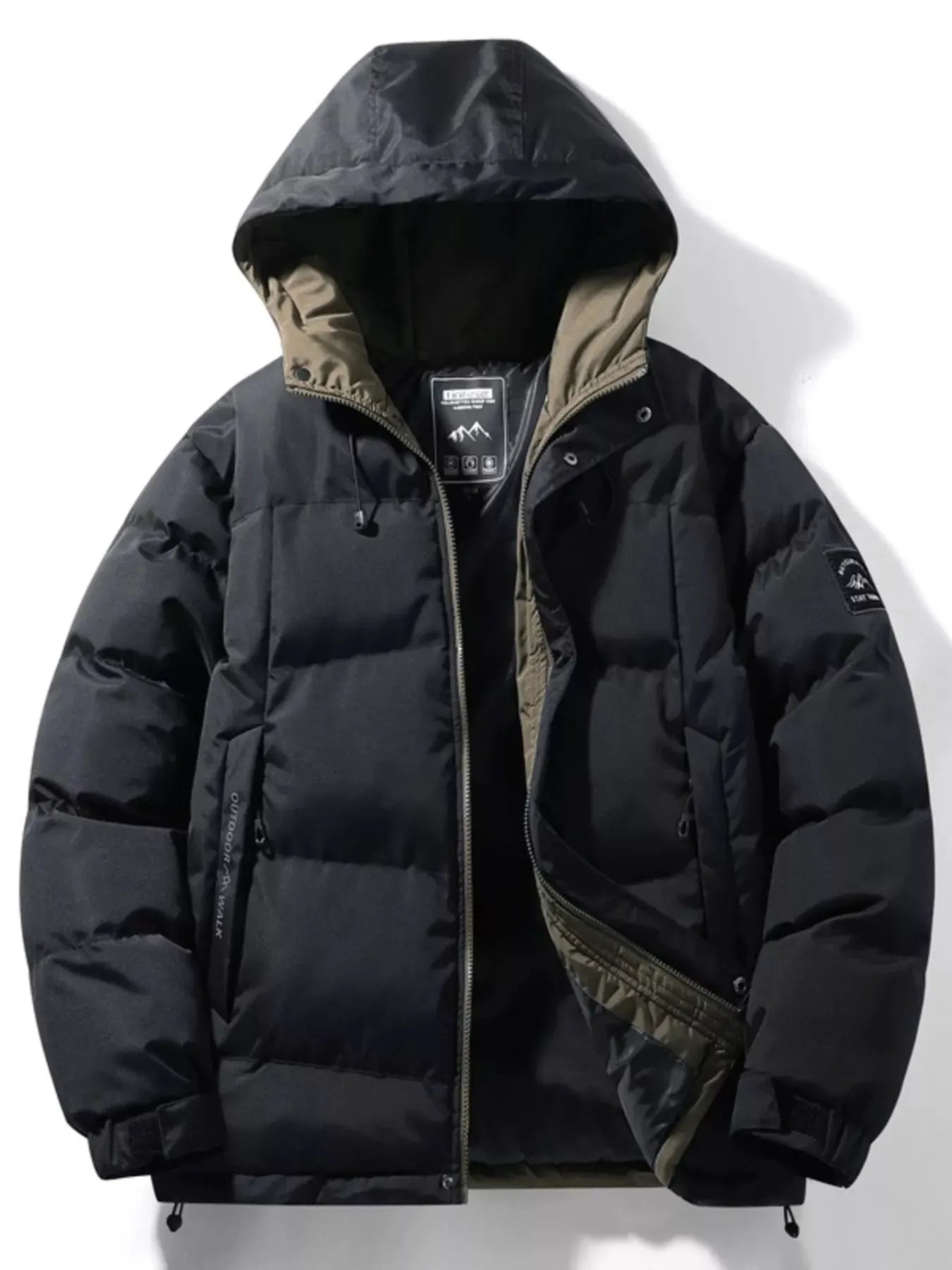 Men's Full Size Outdoor Padded Hooded Puffer Jacket Plus Size by Partner Label