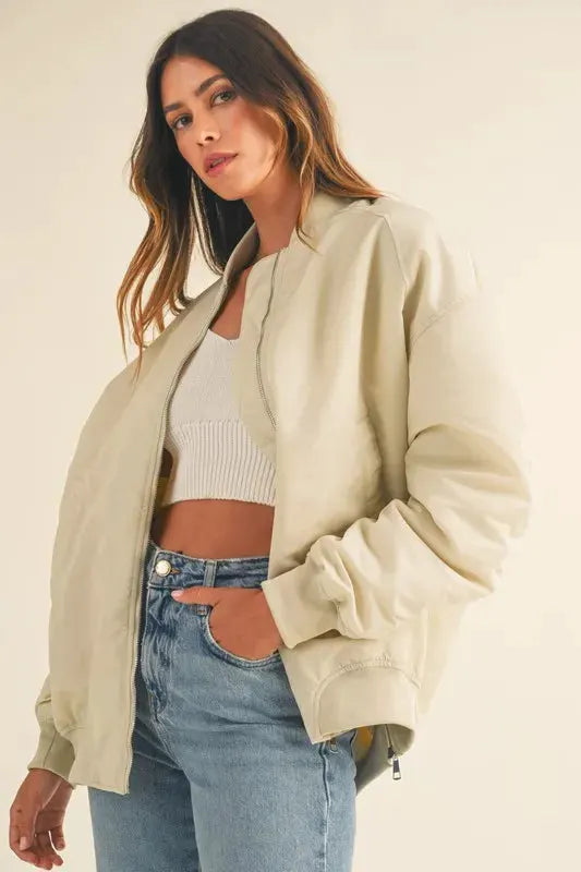 MABLE Back Ruched Utiltiy Bomber Jacket by MABLE