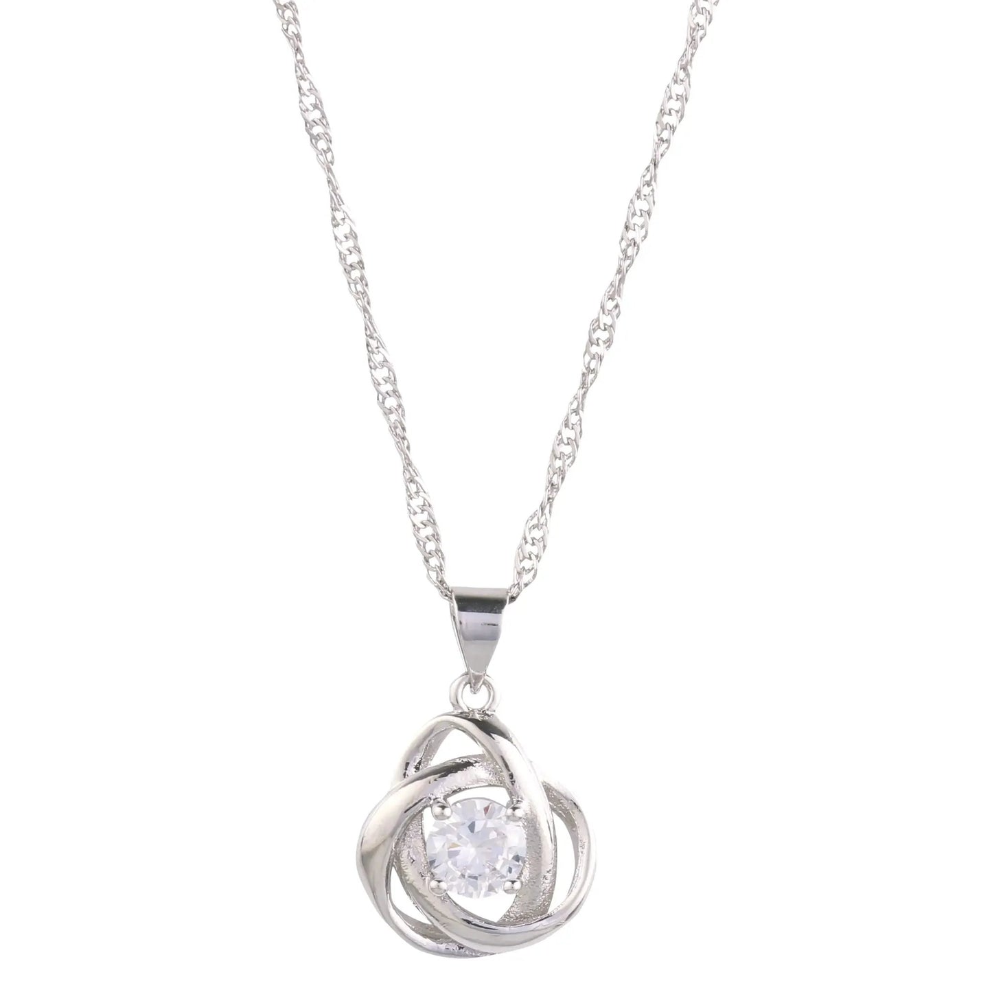 Round Knot Pendant Necklace with Cubic Zirconia by Nichestar