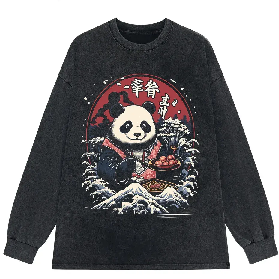 Japanese Style Panda Hip-Hop Retro Distressed T-Shirt by Vimost Shop