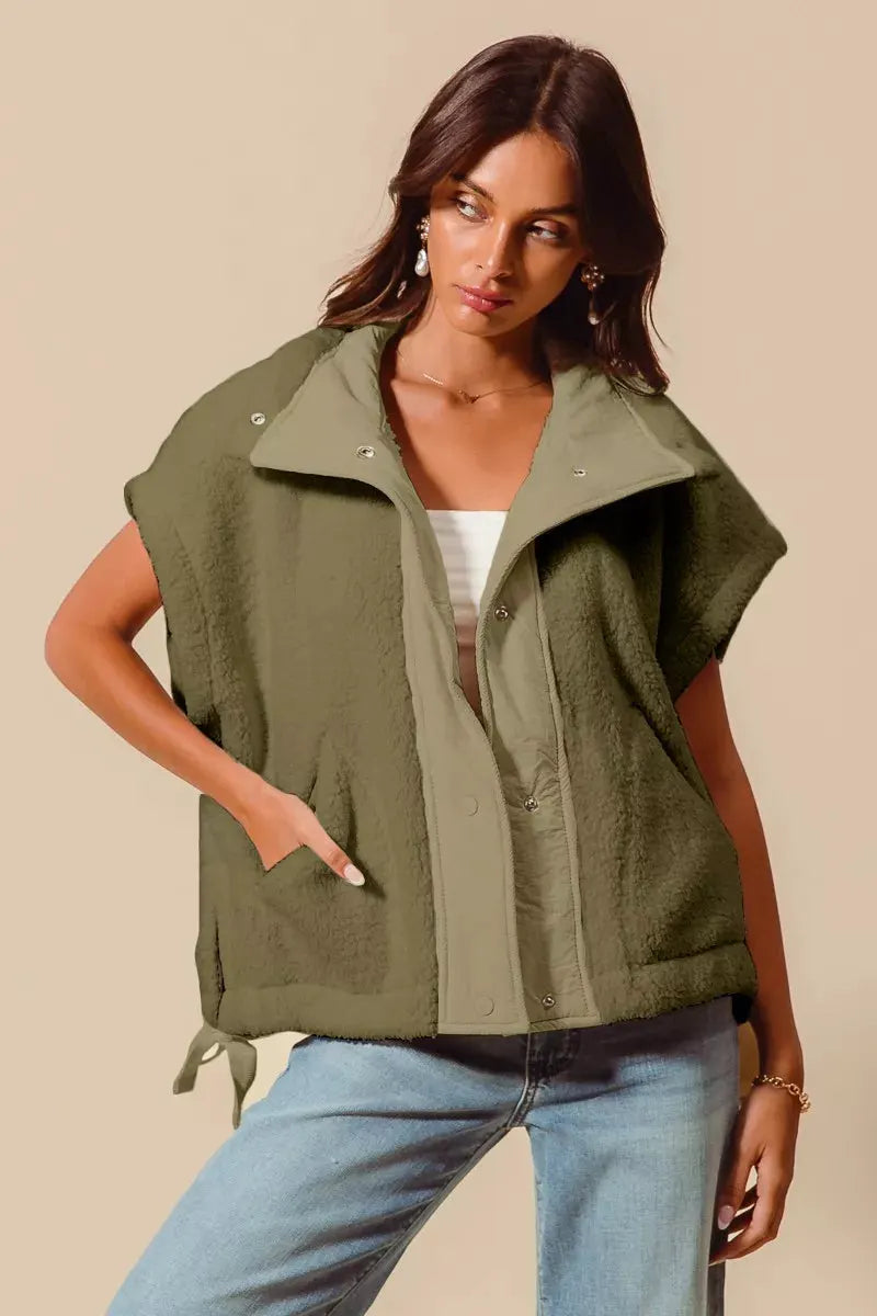 SO ME Over Sized Soft Sherpa Fur Sleeveless Vest Jacket by SO ME