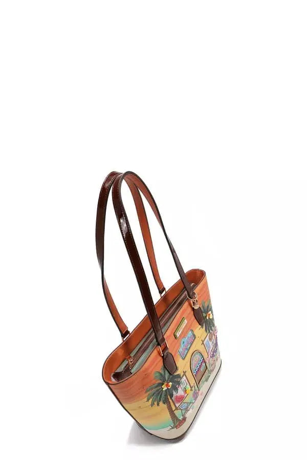 Nicole Lee USA Tropical Beach House Print Shopper Bag by Nicole Lee USA