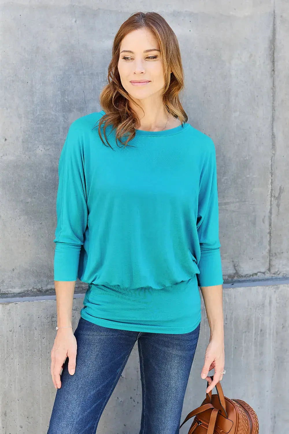 Basic Bae Full Size Round Neck Batwing Sleeve Top by Basic Bae