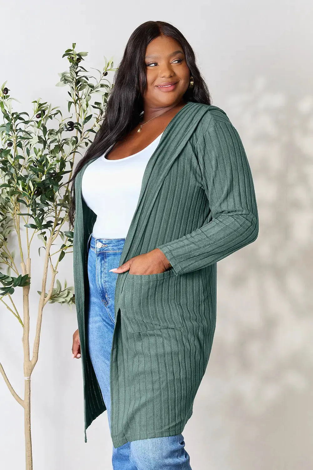 Basic Bae Full Size Hooded Sweater Cardigan by Basic Bae