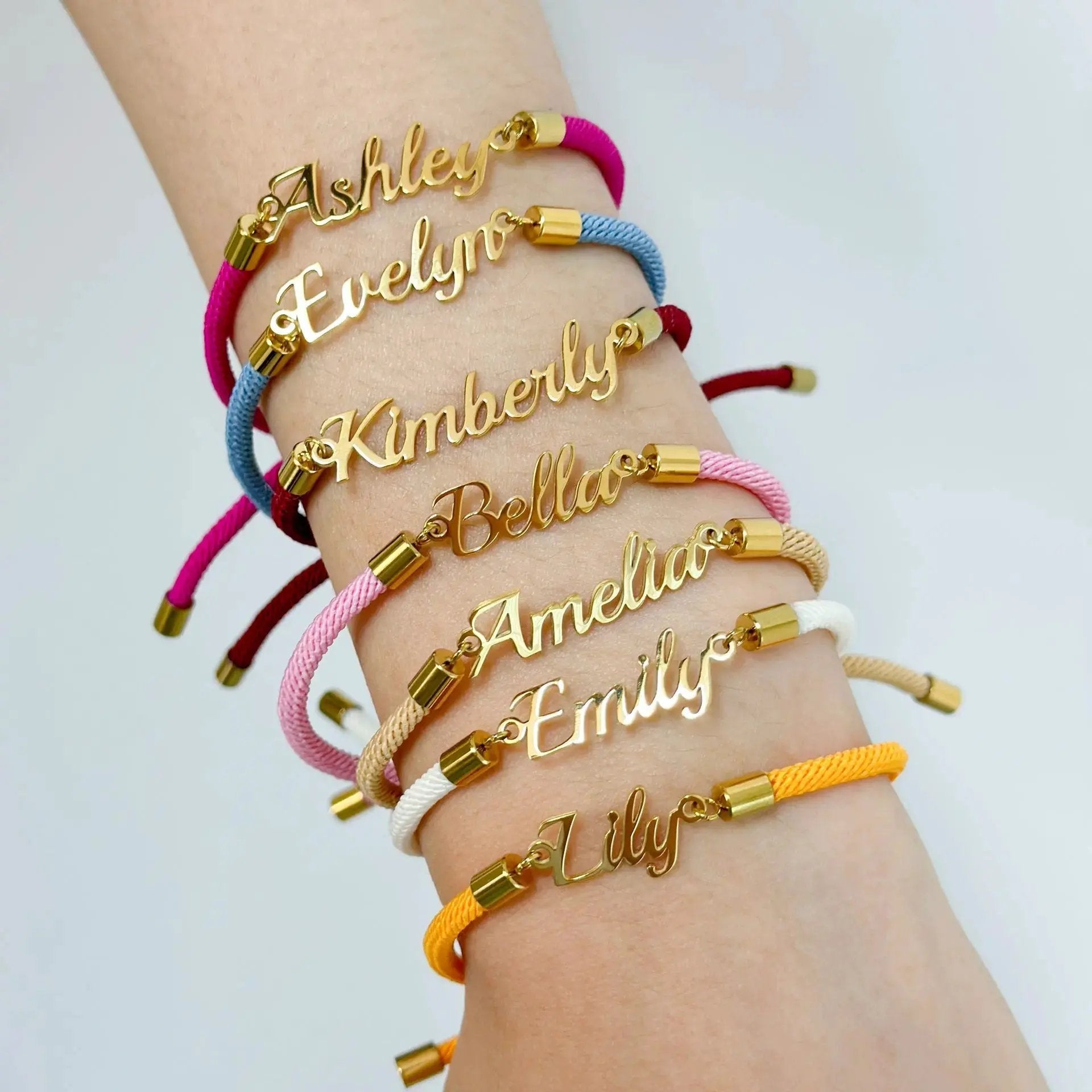 Personalized Colorful Rope Chain Custom Name Bracelet Personalized Adjustable Name Jewelry For Girls by Maiden-Art