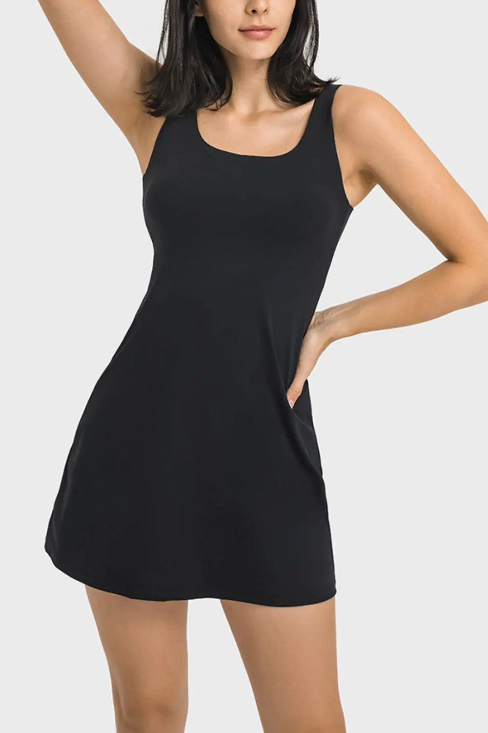 Millennia Square Neck Sports Tank Dress with Full Coverage Bottoms by Millennia