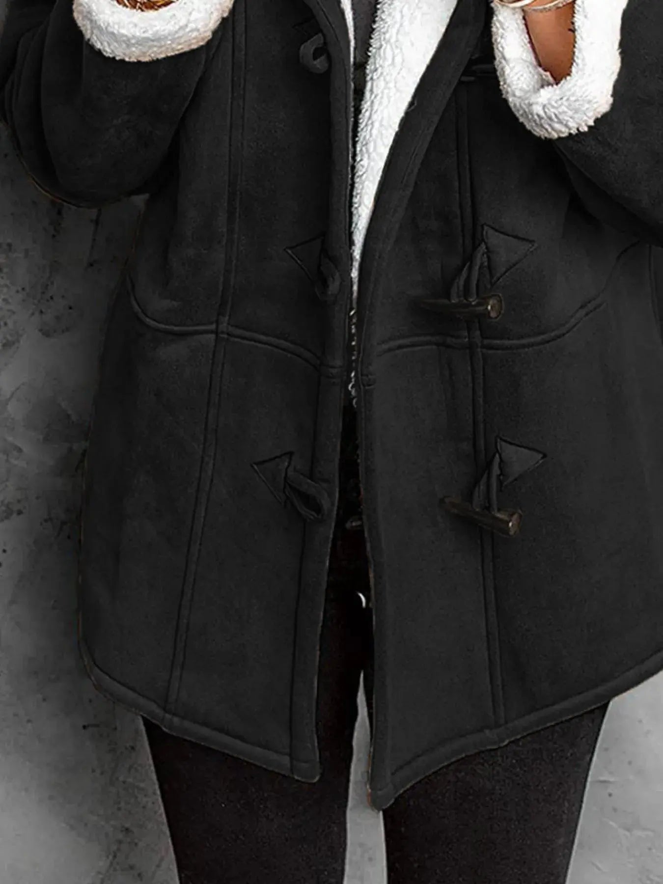 Full Size Cozy Sherpa Lined Toggle Coat with Hood Plus Size | Partner Labels Selection by Partner Label