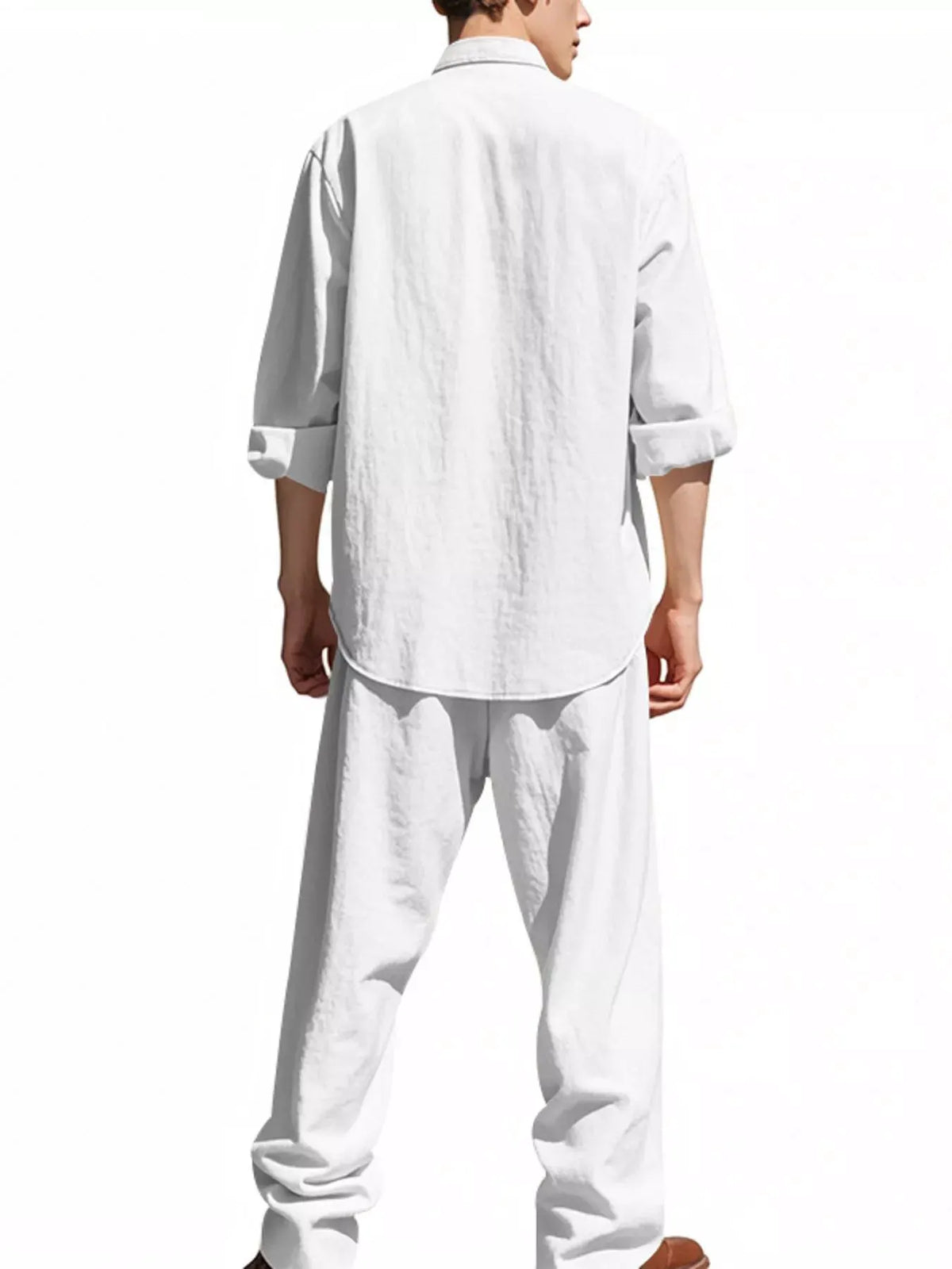 Men's Full Size Casual Button Up Shirt and Pants Plus Size by Trendsi