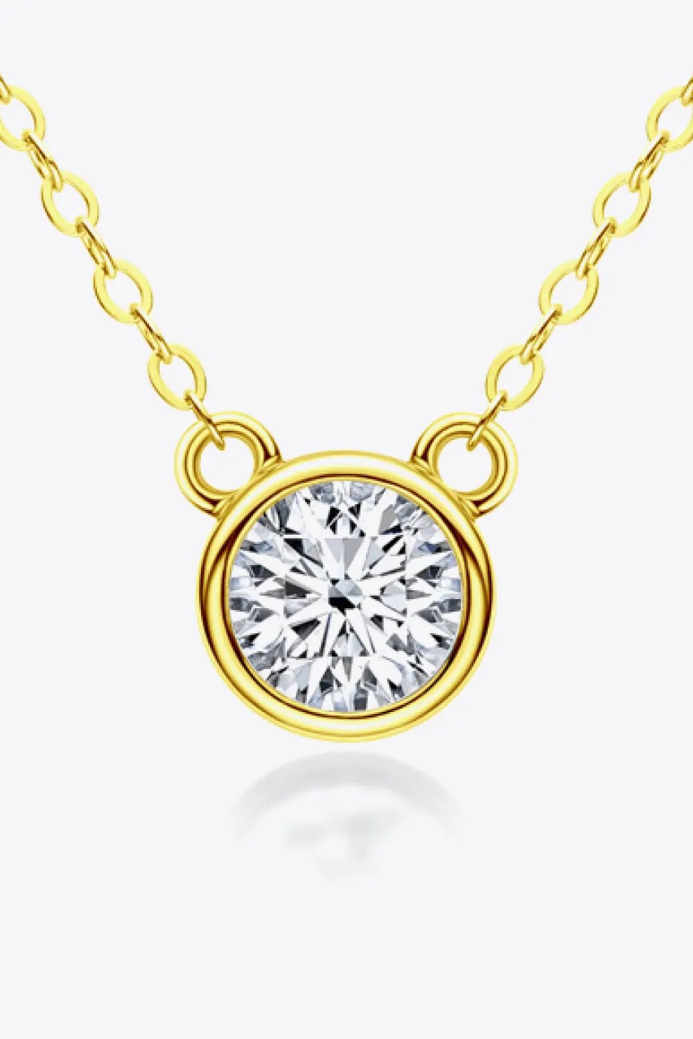 925 Sterling Silver 1 Carat Moissanite Round Pendant Necklace by Partner Label