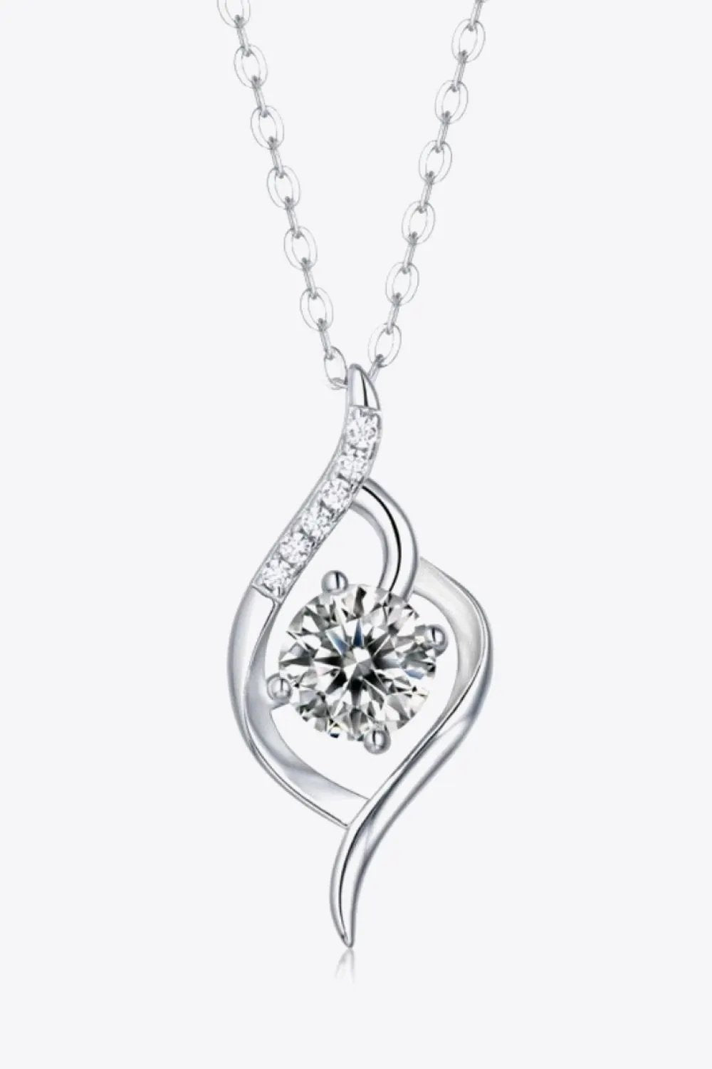 Platinum-Plated 1 Carat Moissanite Pendant Necklace by Partner Label