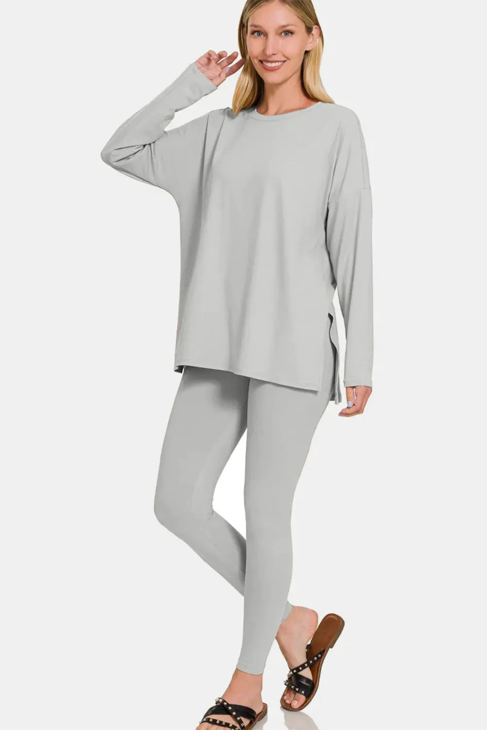 Zenana Full Size Brushed Microfiber Top and Leggings Lounge Set by Zenana