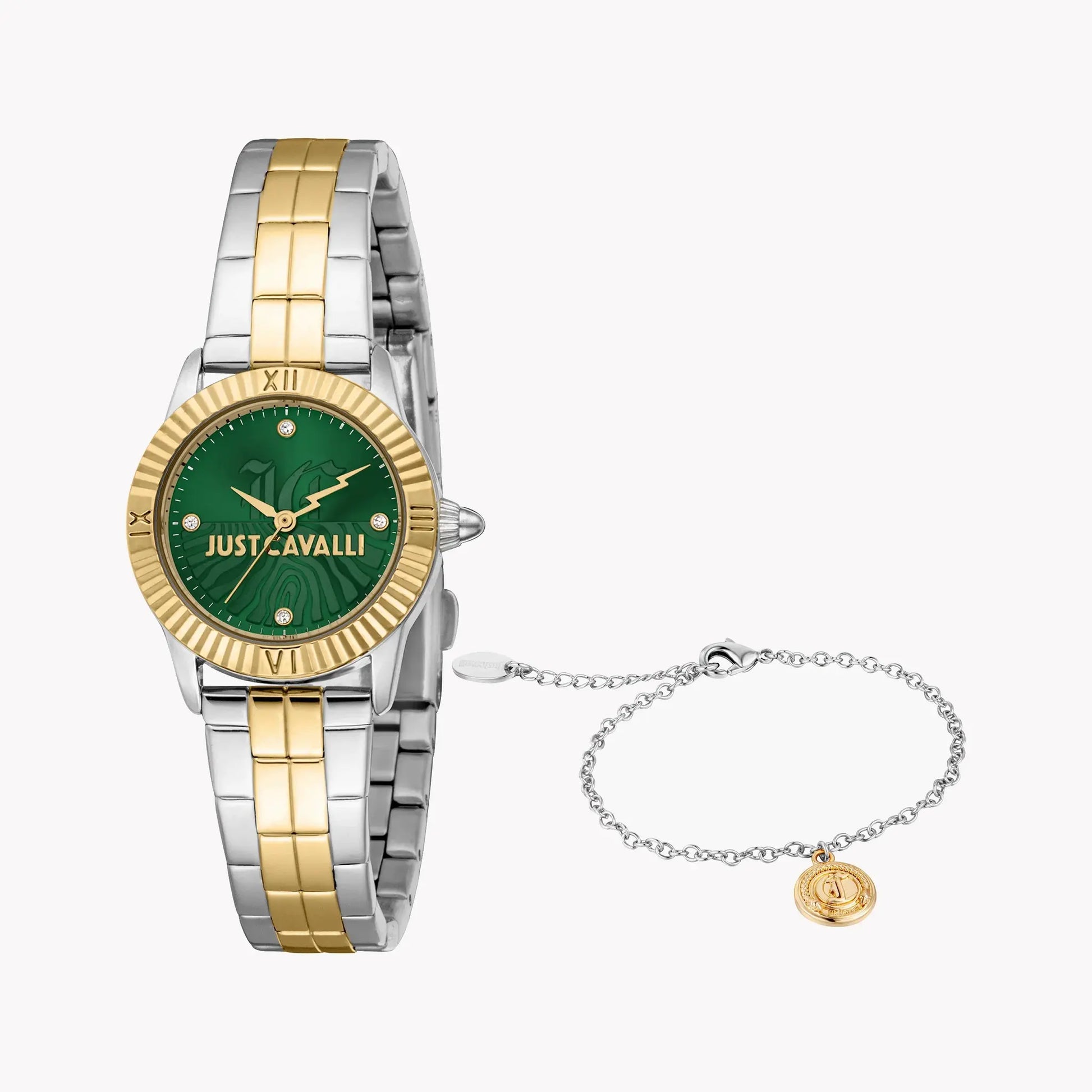Just Cavalli Women's Two-Tone Watch, Dark Green Dial | Jc1l328m0085 by JUST CAVALLI