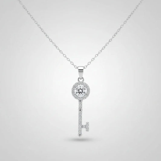 1/2 CT Moissanite Key Pendant Necklace by Jaz Body Essentials