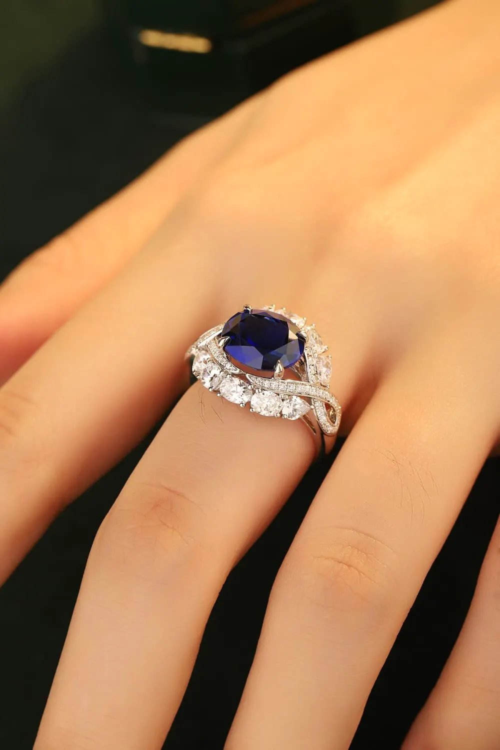 5 Carat Lab-Grown Sapphire Platinum-Plated Ring by Partner Label
