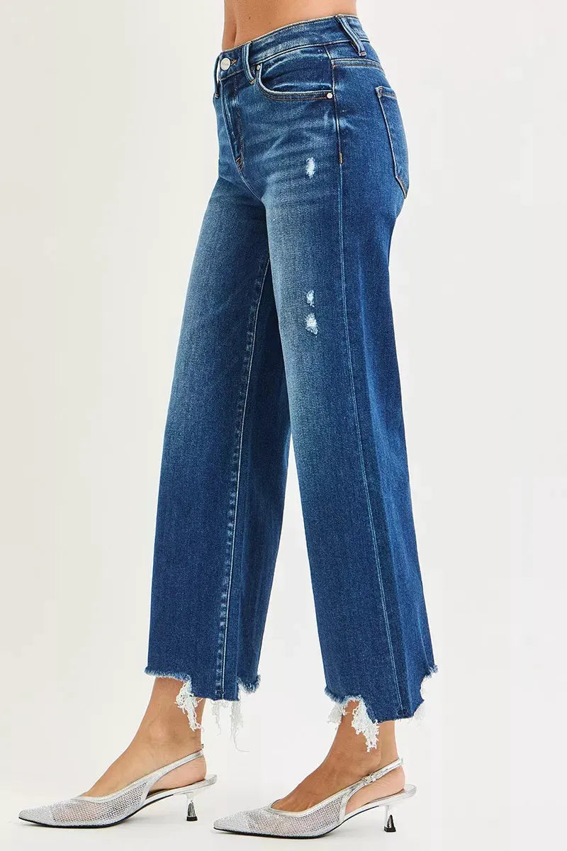 RISEN High Rise Crop Wide Leg Jeans by RISEN