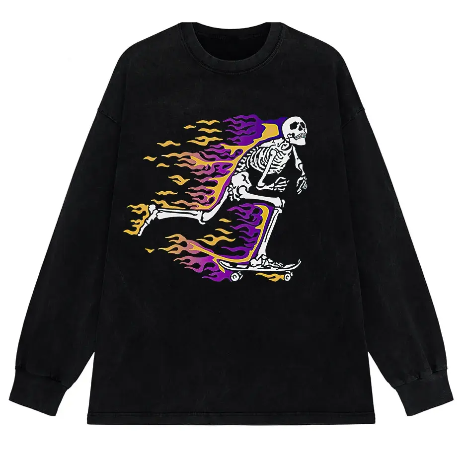 Vintage Washed Skull Graphic T-Shirt Men's Unisex High Street Oversized Tee by Vimost Shop