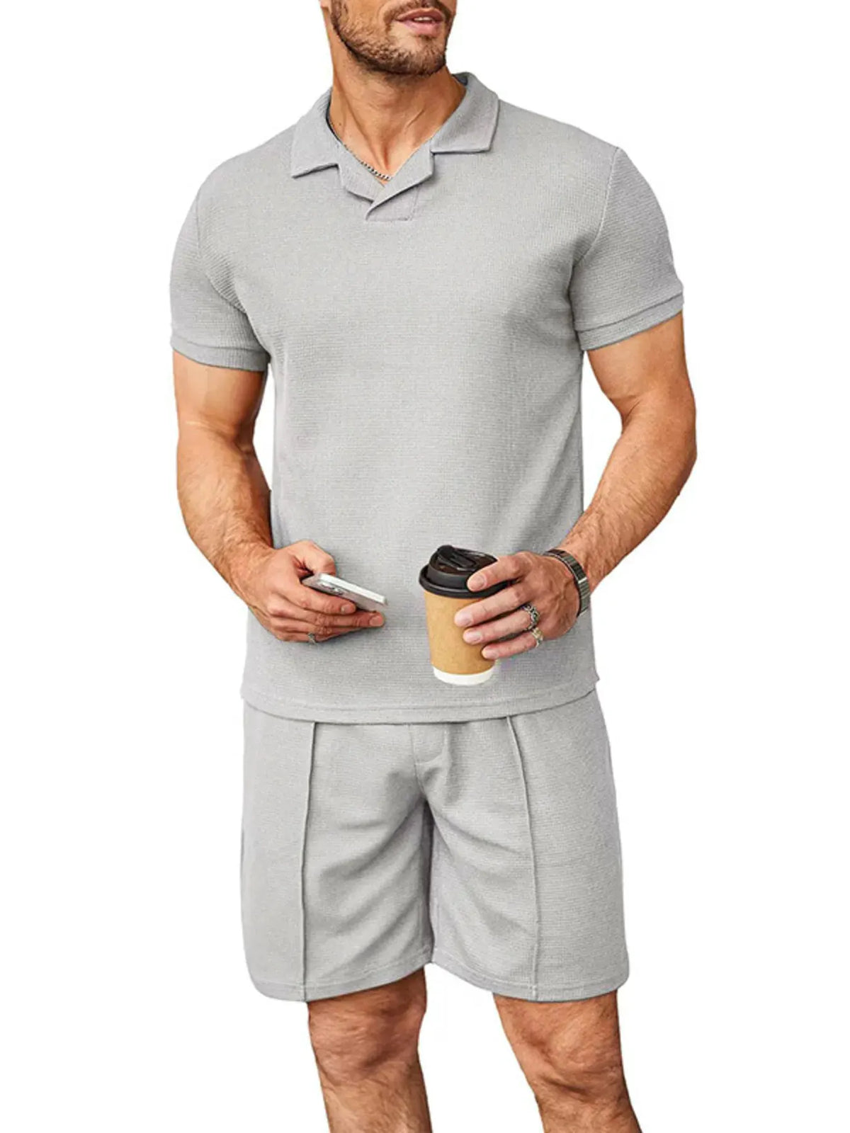 Men's Plus Size Short Sleeve Top and Shorts Set by Trendsi