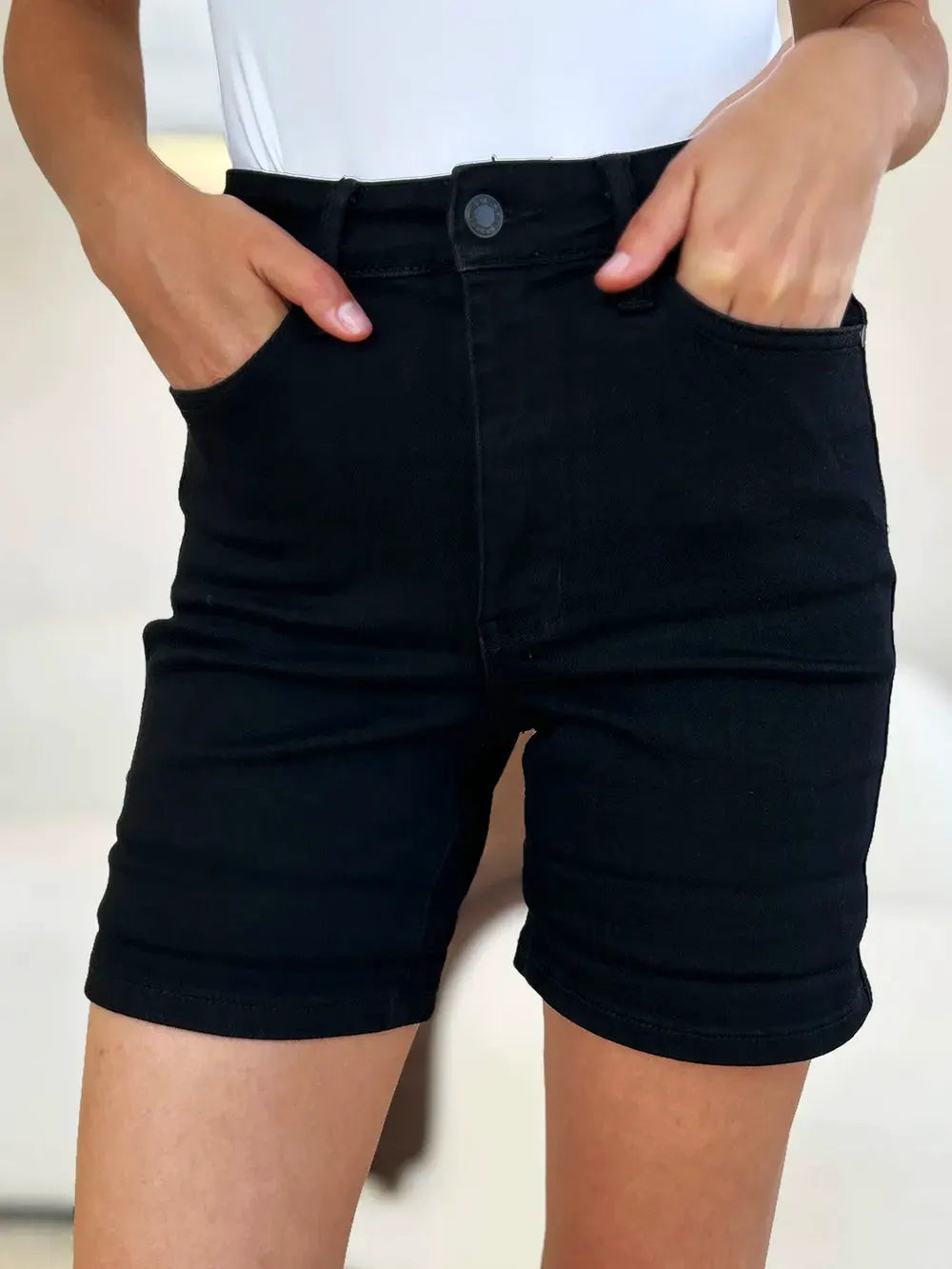 Judy Blue Full Size High Waist Tummy Control Cuffed Denim Shorts by Judy Blue