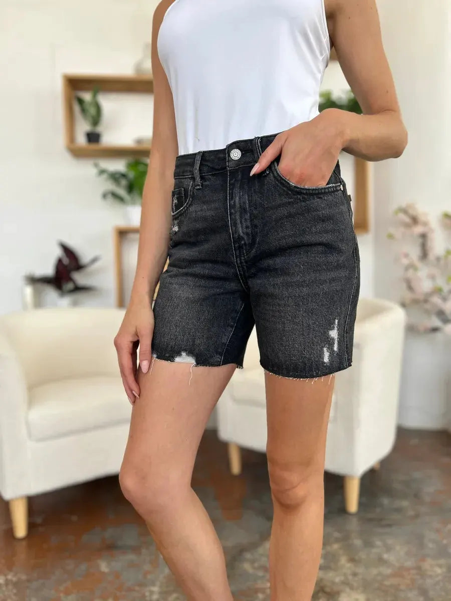 Judy Blue Full Size High Waist Rigid Magic Denim Shorts by Judy Blue