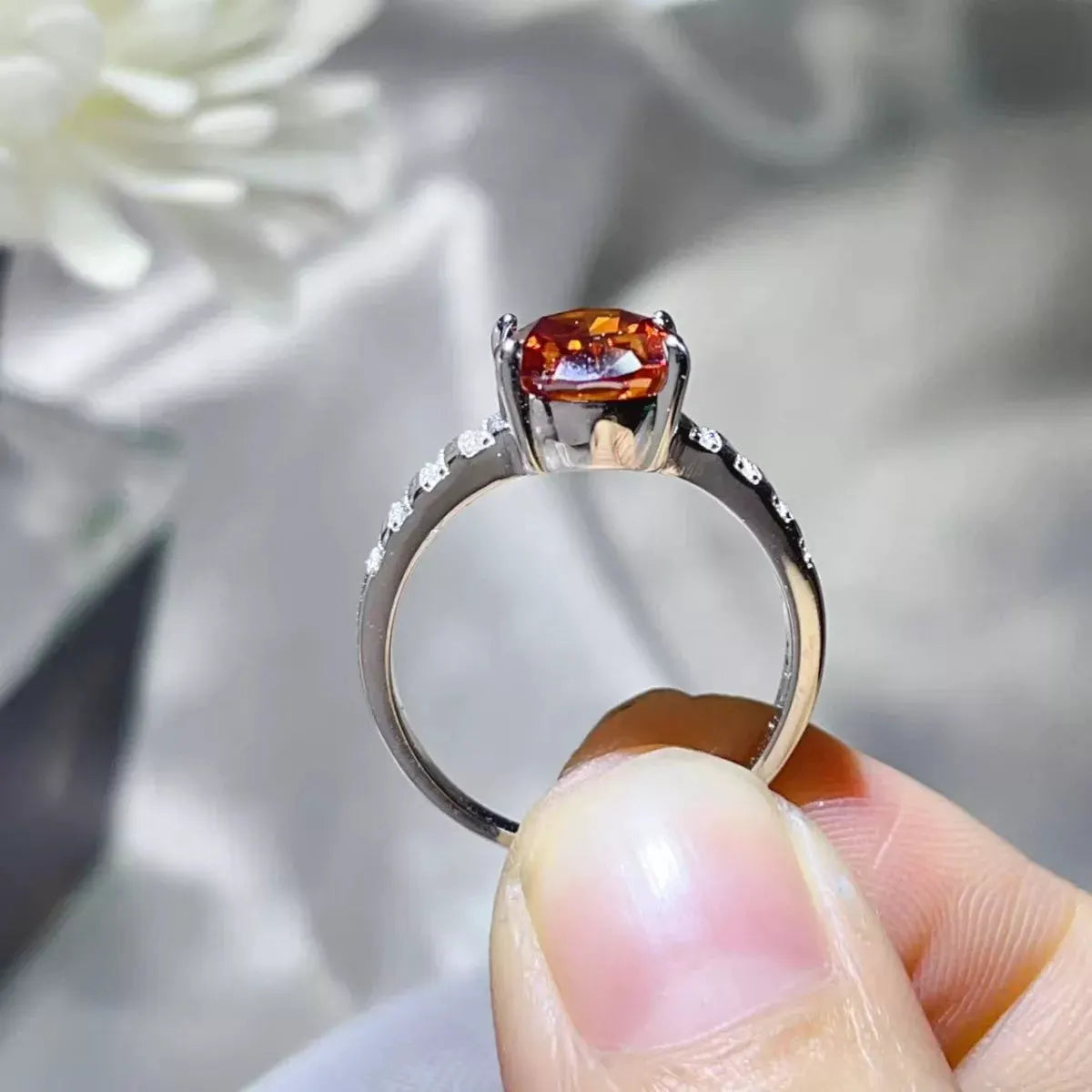3 Carat Moissanite Oval 925 Sterling Silver Ring by Partner Label