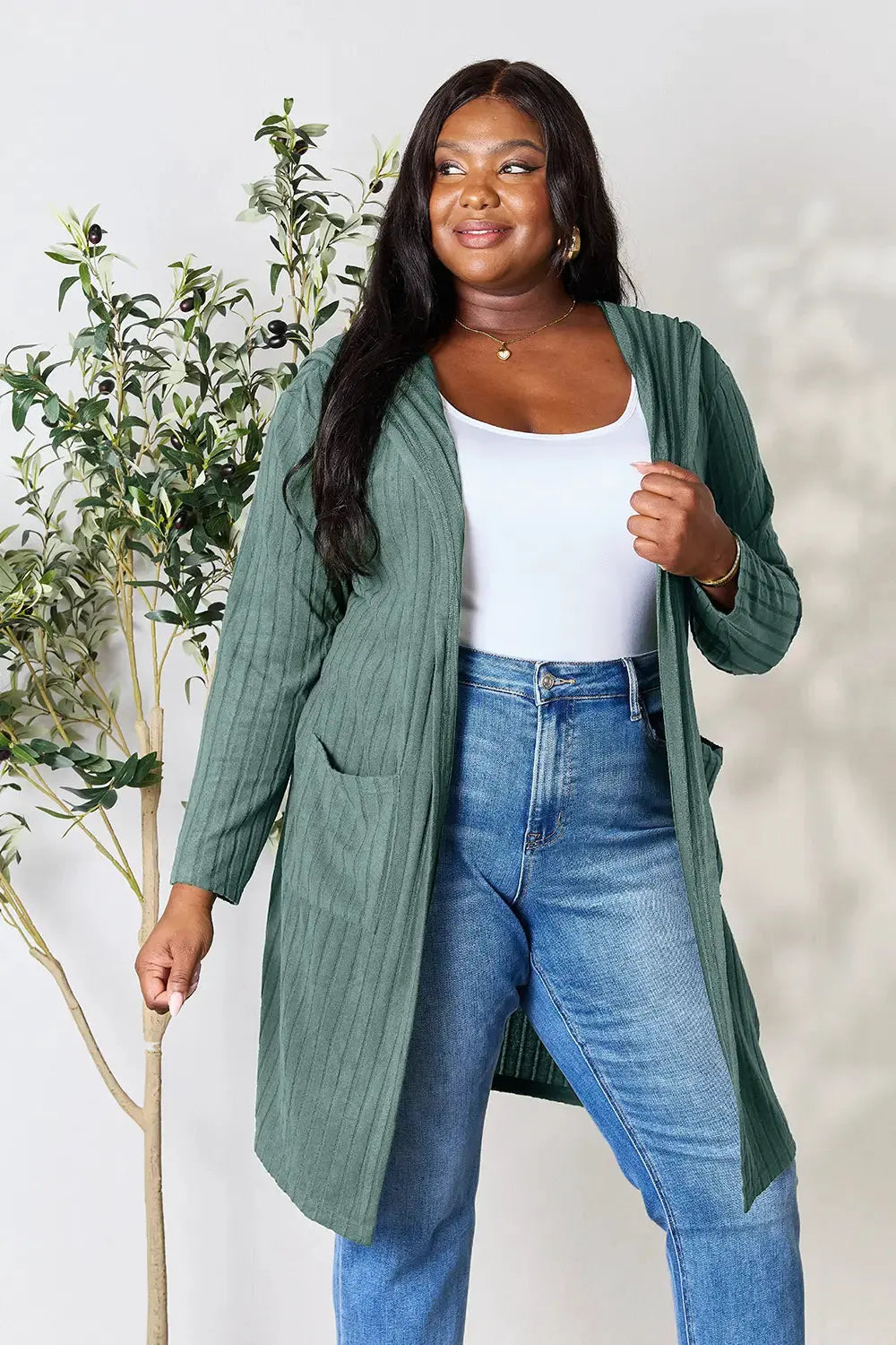 Basic Bae Full Size Hooded Sweater Cardigan by Basic Bae