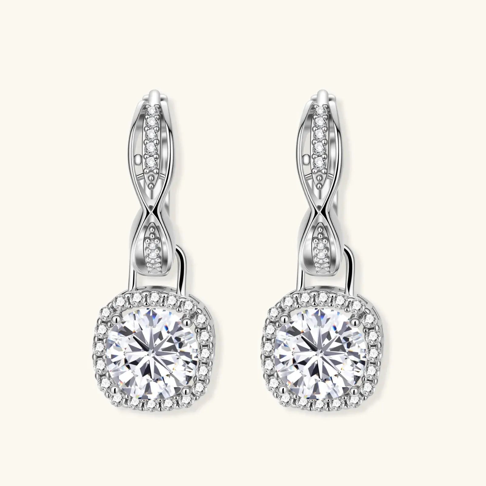 Twisted Infinity Halo Moissanite Earrings | Equanimity Essence by Equanimity Essence.