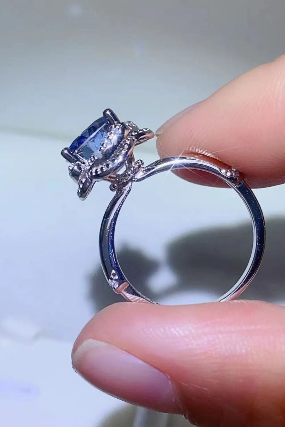 2 Carat Moissanite Contrast 925 Sterling Silver Ring by Partner Label