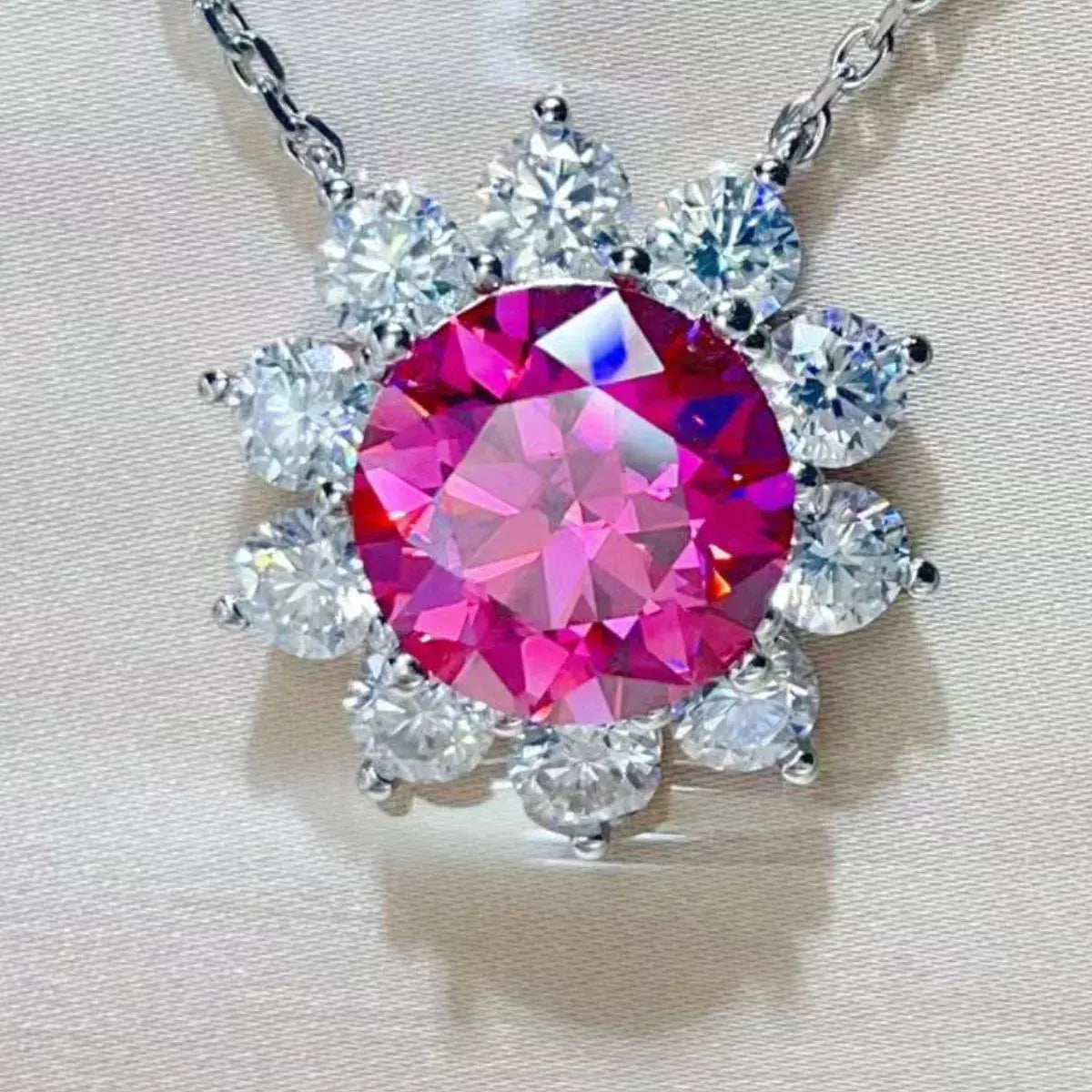 5 Carat Moissanite 925 Sterling Silver Pendant Necklace by Partner Labels