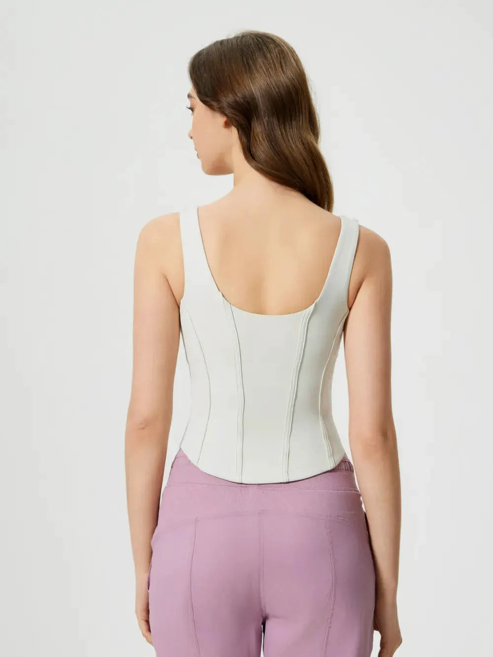 Millennia Round Neck Wide Strap Active Tank with Detachable Chest Pads by Millennia
