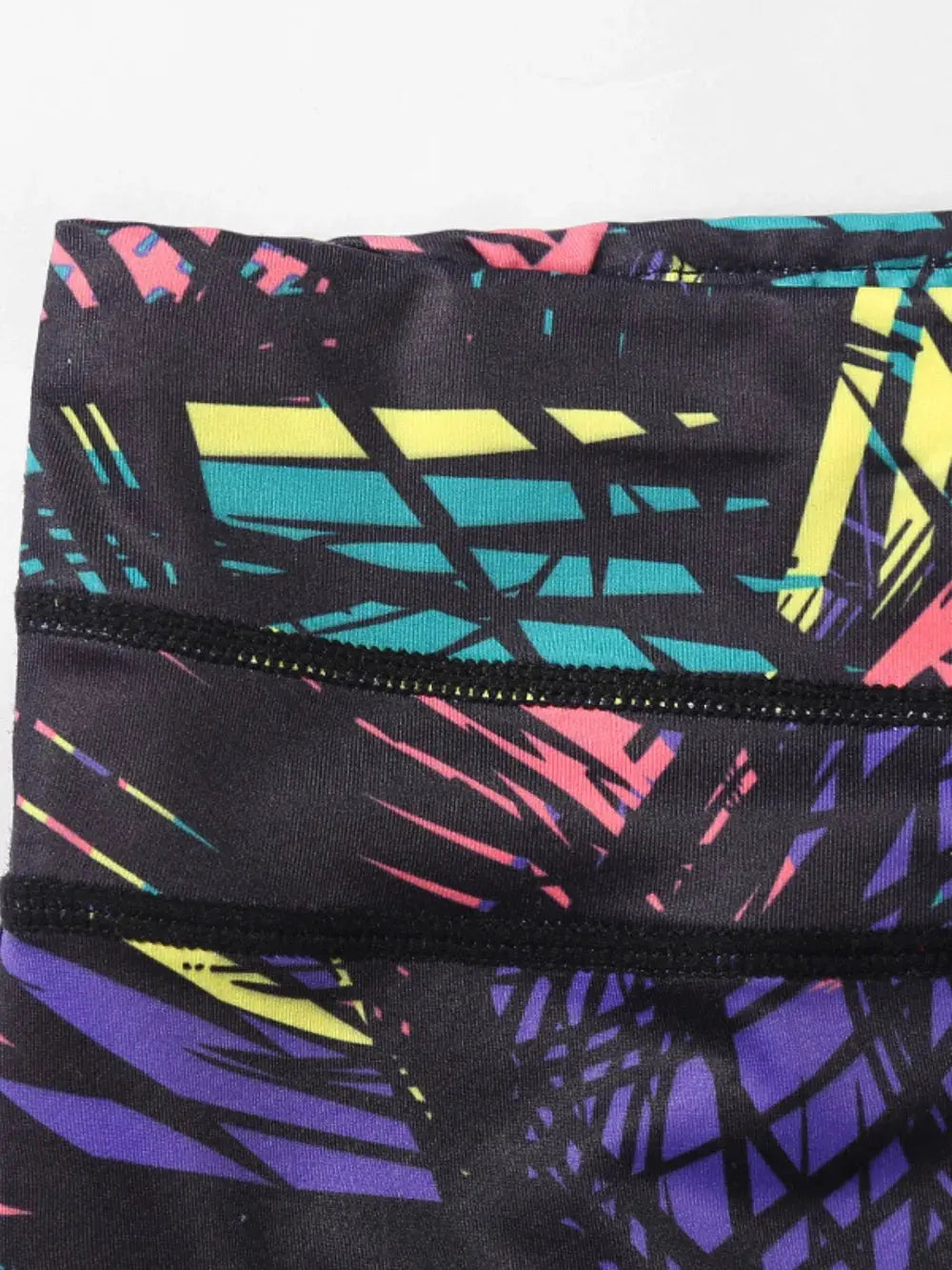 Printed Wide Waistband Active Leggings with Stirrups by Partner Label