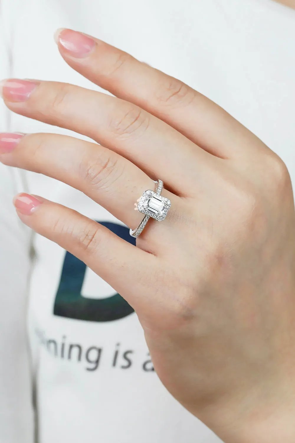 1 Carat Moissanite 925 Sterling Silver Halo Ring by Partner Label
