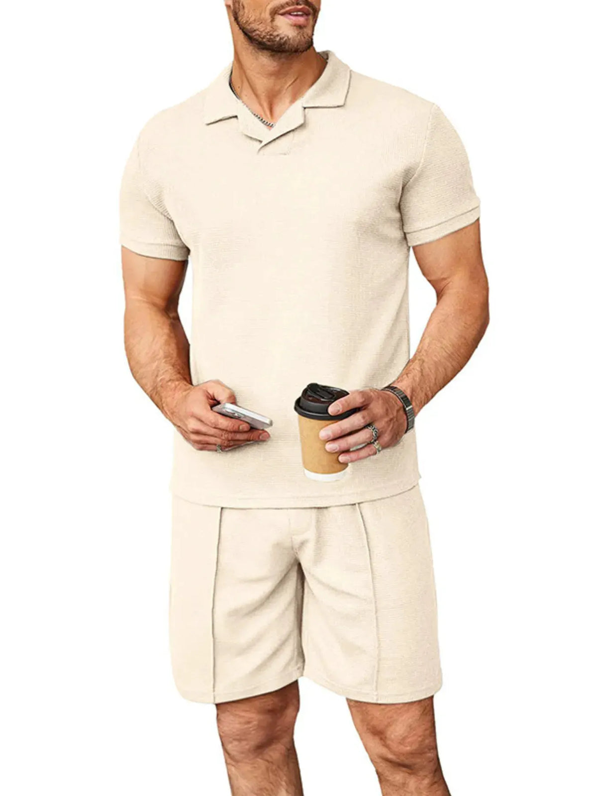 Men's Plus Size Short Sleeve Top and Shorts Set by Trendsi