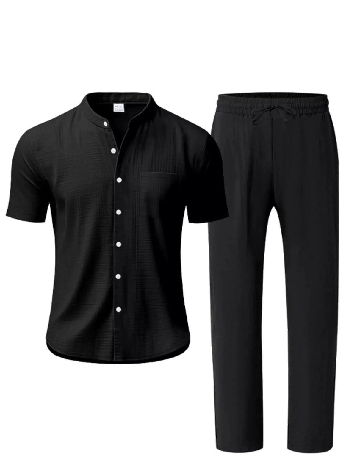 Men's Full Size Casual Button Up Short Sleeve Shirt and Pants Set Plus Size by Trendsi