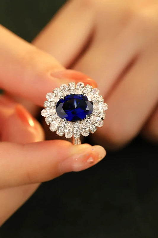 5 Carat Lab-Grown Sapphire Flower Shape Ring by Partner Label