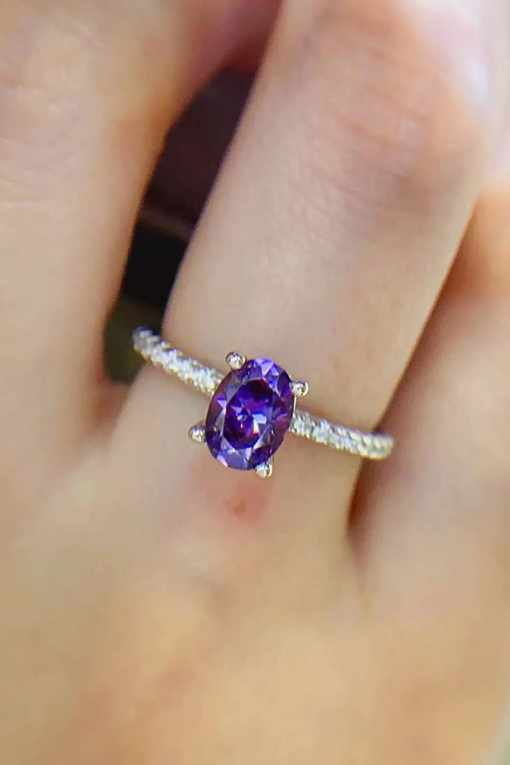 1 Carat Purple Moissanite 4-Prong Ring by Partner Label